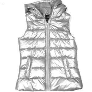 ZELLA SILVER HOODED PUFFER VEST